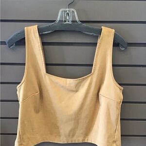LAmade Tan Square Neck Cropped Tank